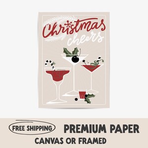 Afdrukbare kerstposter | Feestelijke cocktailprint | Kerstdrankje | Cocktailbar-decoratie winkelwagen | Grappig kerstfeest