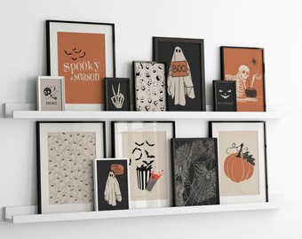 Spooky Halloween Prints Set | Skeleton, Ghost, Pumpkin (Digital Download)