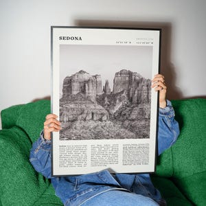 Vintage Sedona Arizona Poster | Cathedral Rock Red Rocks Travel Art Print