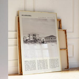 Impression imprimable plage de l'Alabama | affiche de voyage du sud des Etats-Unis | Idée cadeau d'art mural côtier vintage