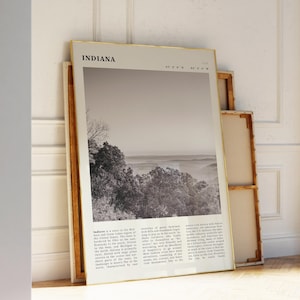 Printable Indiana Black & White Poster | Vintage Midwest Print | Ideal Gift for Hoosiers