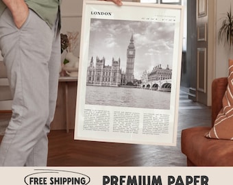 London Black and White Skyline Print | Big Ben Poster