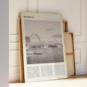 Printable Brasília Brazil Poster | Vintage City Print | Black and White Modernist Art