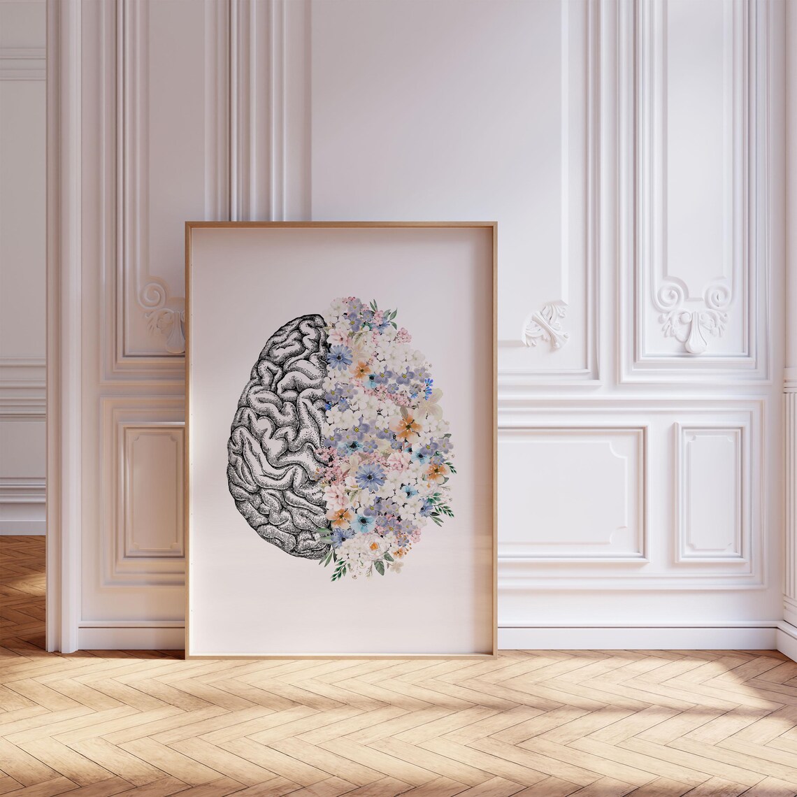 Floral Brain Anatomy Print | Medical Wall Art (digital Download) - Etsy