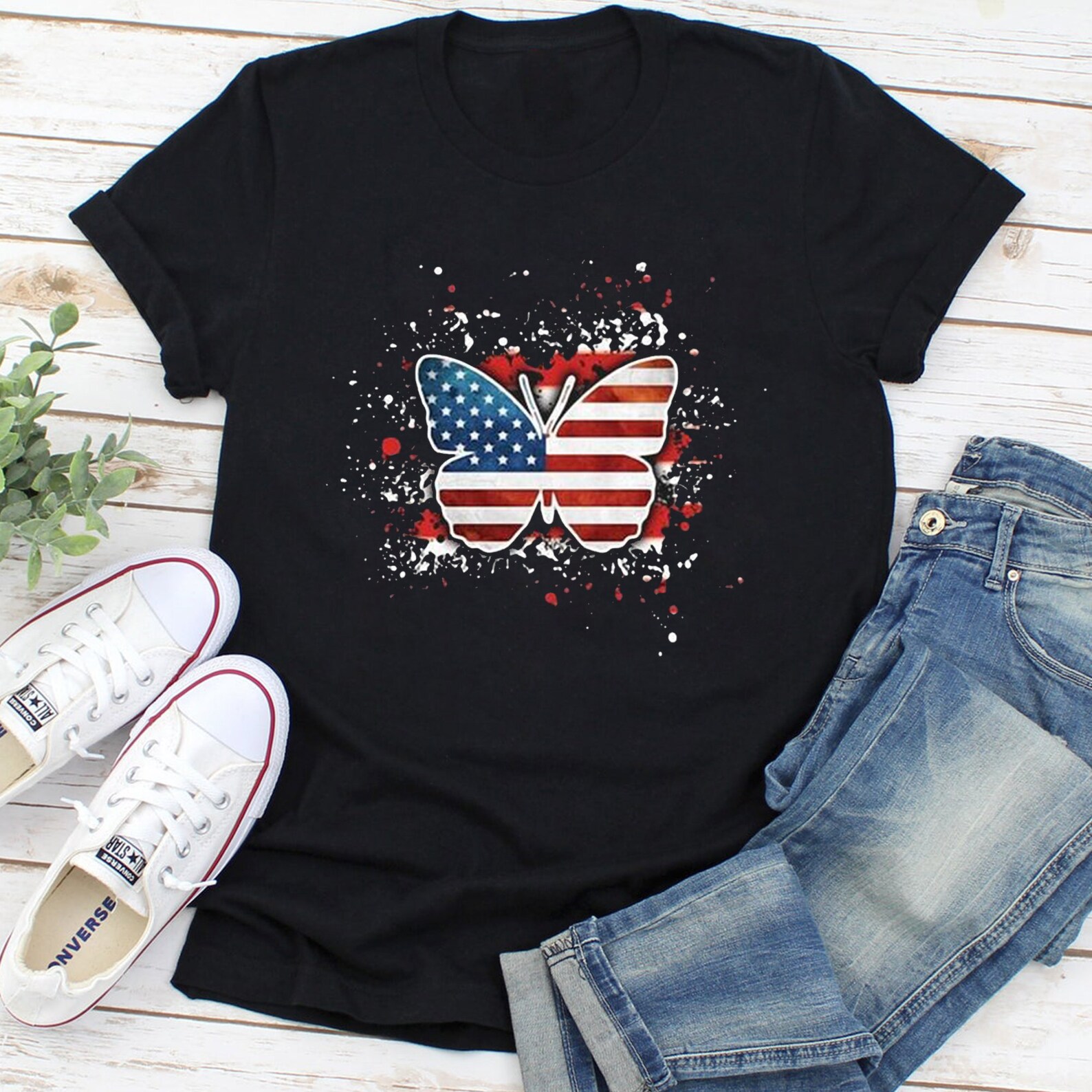 Patriotic Butterfly American Flag Shirt | Etsy