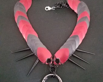 Dragon Scale Spiked BDSM slave/pup/submissive/day Collar/Bondage/Necklace Scalemail/chainmail