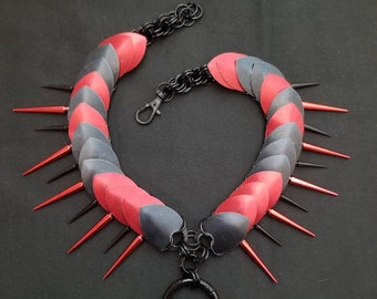 Dragon Scale Full Spiked BDSM slave/pup/submissive/day Collar/Necklace Scalemail/chainmail
