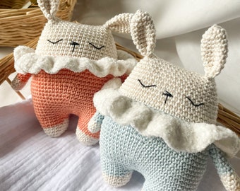 Soft crochet rabbit plush toy - Original birth gift - Handmade teddy bear cuddly toy - Children's room decoration