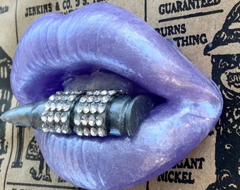 Because Lavender Resin Lips Fridge Magnet: Edgy Handmade Gifts