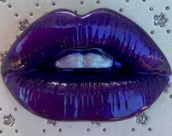 Flower Child. Resin Lips  Purple Cosmetic Display