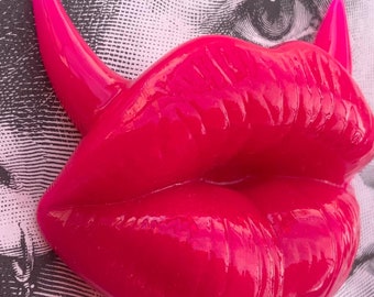 Botox Lips Resin Art Lips Fridge Magnet: Hot Pink Lips Revolt handcrafted by pretty candy