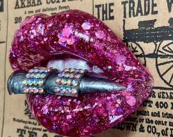Nope Bite The Bullet Resin Lips Large Purple Lips Fridge Magnet Vanity Decor Lips Display Lip Statue Lip Art Pretty Candy Boutique On Etsy
