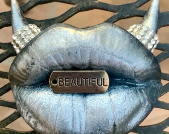 Beautiful Resin Lips Grey Lips Affirmation Novelty