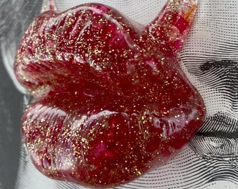 Just Roses and Gold Resin Lips: Bling Glitter Adult Gifts Pretty Candy Boutique