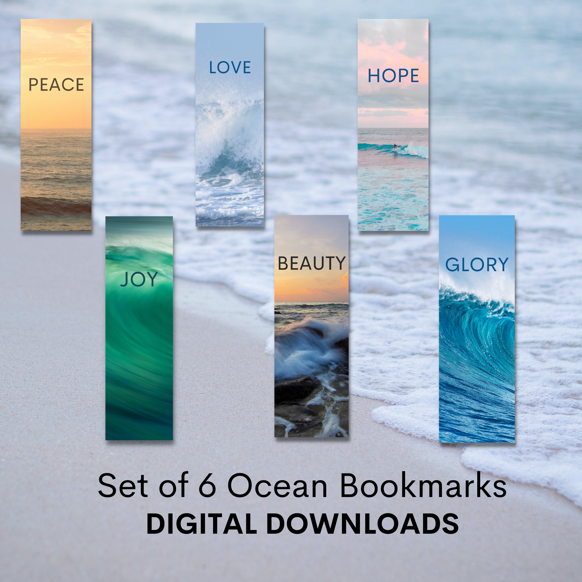 set of 6 printable ocean bookmarks gift for women etsy