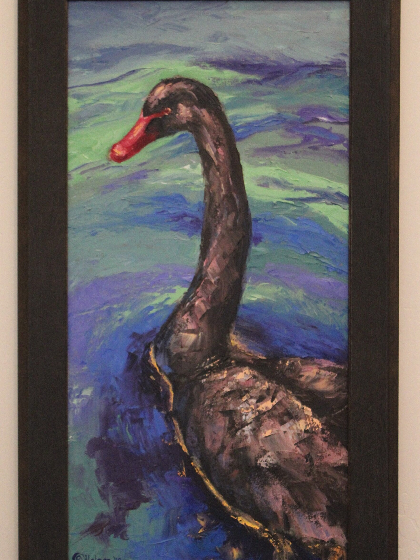 Black Swan Original Oil Painting Palette Knife Wall Decor - Etsy