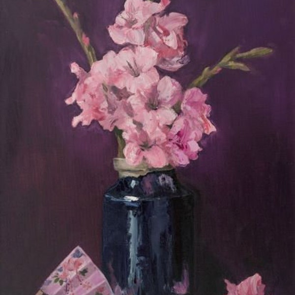 Pretty in Pink Giclee - Fine Art Print from Original Painting, Still Life, Gladiolas