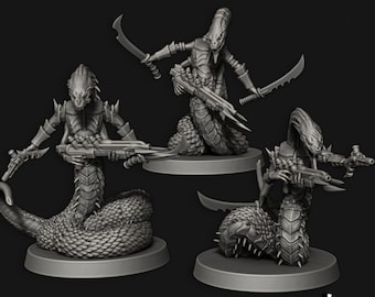 Snake Warrior Squad by Edge Miniatures | Dark Space Elves Royal Court