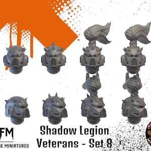 10x Shadow Legion Veteran Heads by Helforged Miniatures