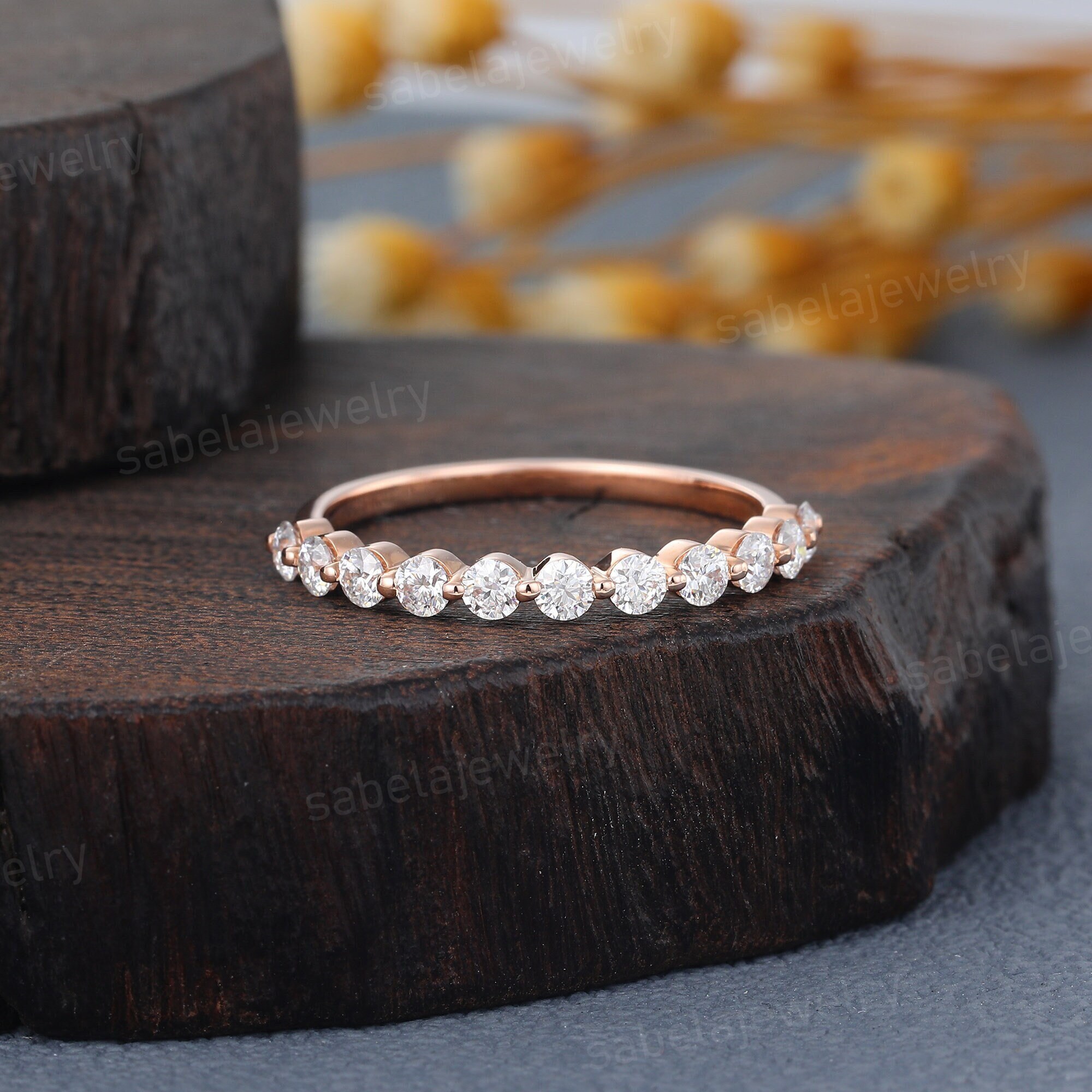Semi circle shop wedding band