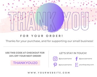 Business Thank You Card Template Print at Home Thank You | Etsy