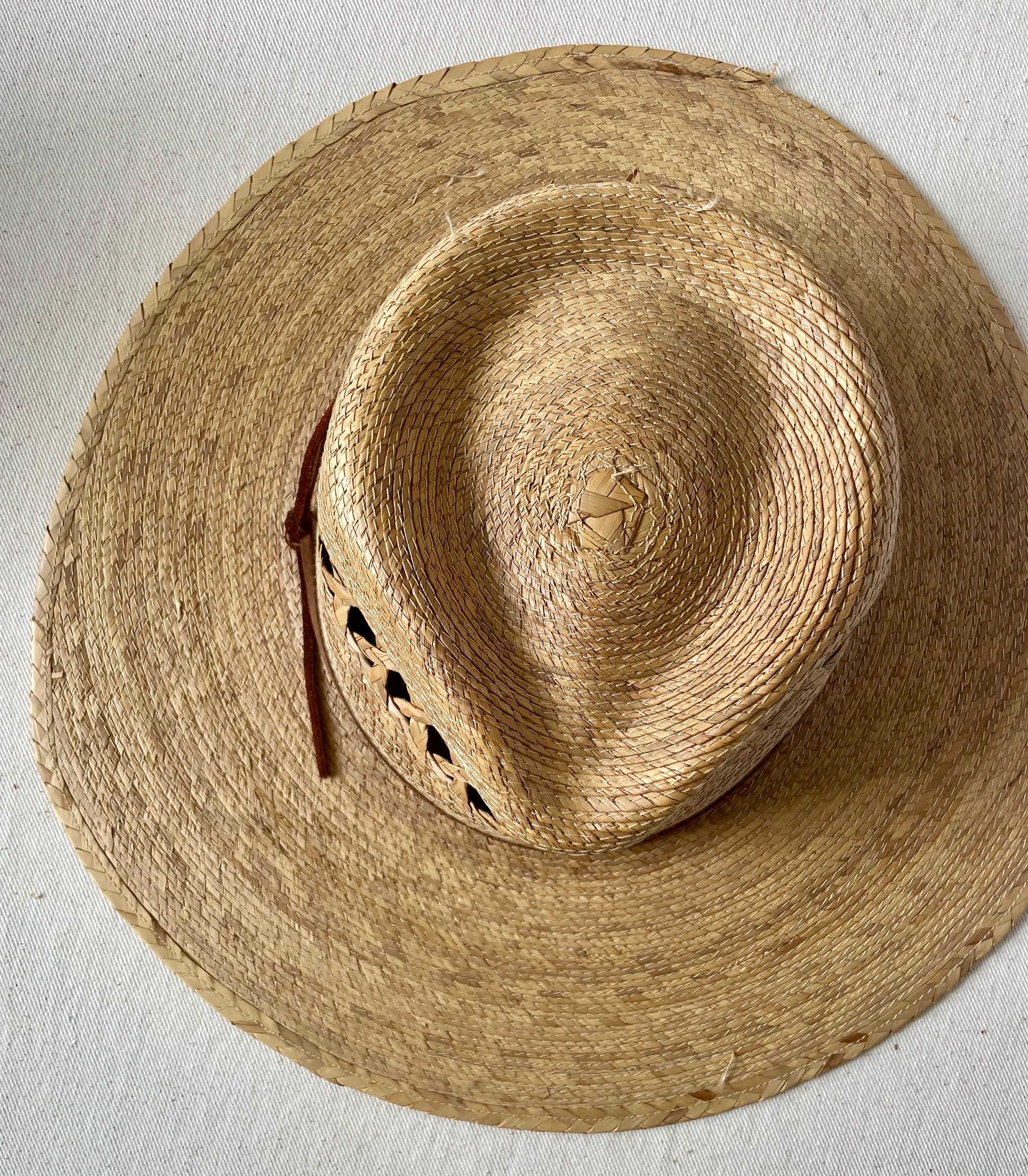 Vintage Tula Straw Hat With Leather Straps | Made in Mexico 