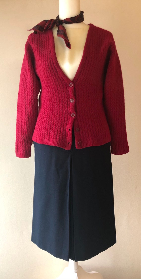 Vintage Pendleton Red Wool Cable Knit Cardigan - image 3