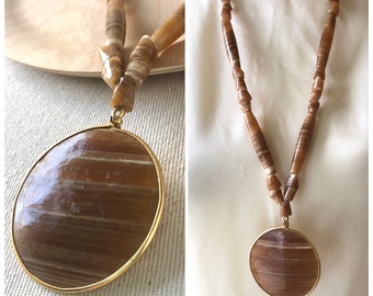 Vintage Onyx Pendant Necklace