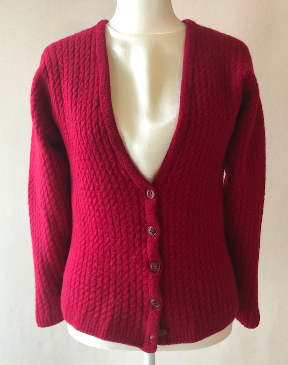 Vintage Pendleton Red Wool Cable Knit Cardigan - image 2