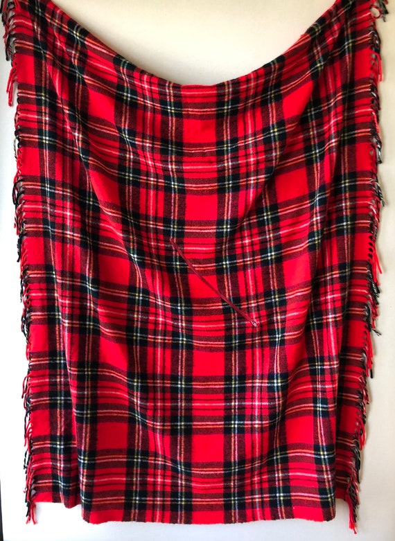 Vintage Red Tartan Plaid Wool Poncho | Tartan Pla… - image 7