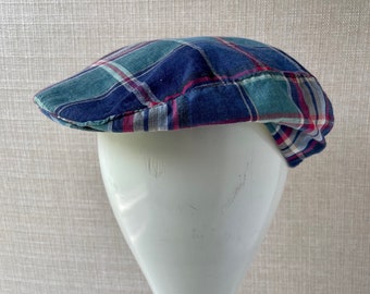 Vintage Red|White|Blue Madras Newsboy Cap