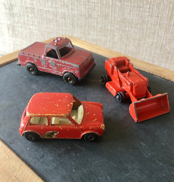 ヴィンテージ メタル ミニカー トラック ブルドーザー 3 台セット 