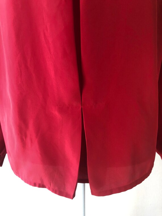 Vintage 80s Red Silky Blouse with Shoulder Pads - image 6
