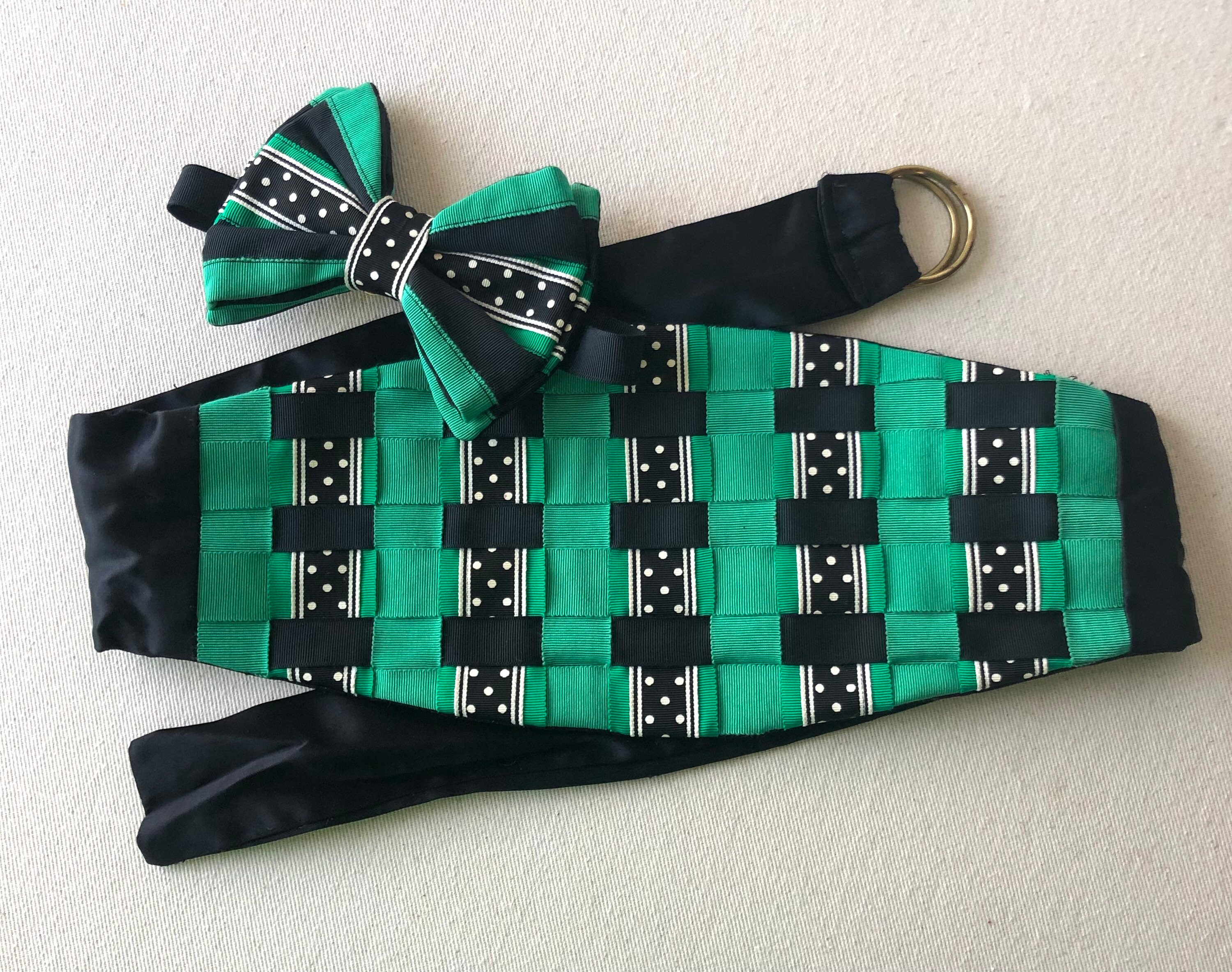 Vintage Preppy Green Cummerbund and Bow Tie Set With Polka Dot Etsy