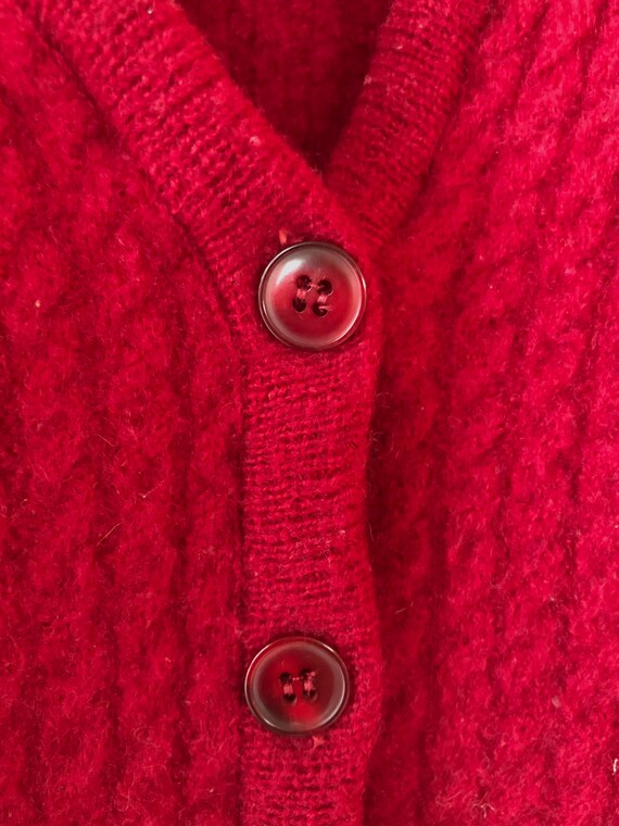 Vintage Pendleton Red Wool Cable Knit Cardigan - image 5