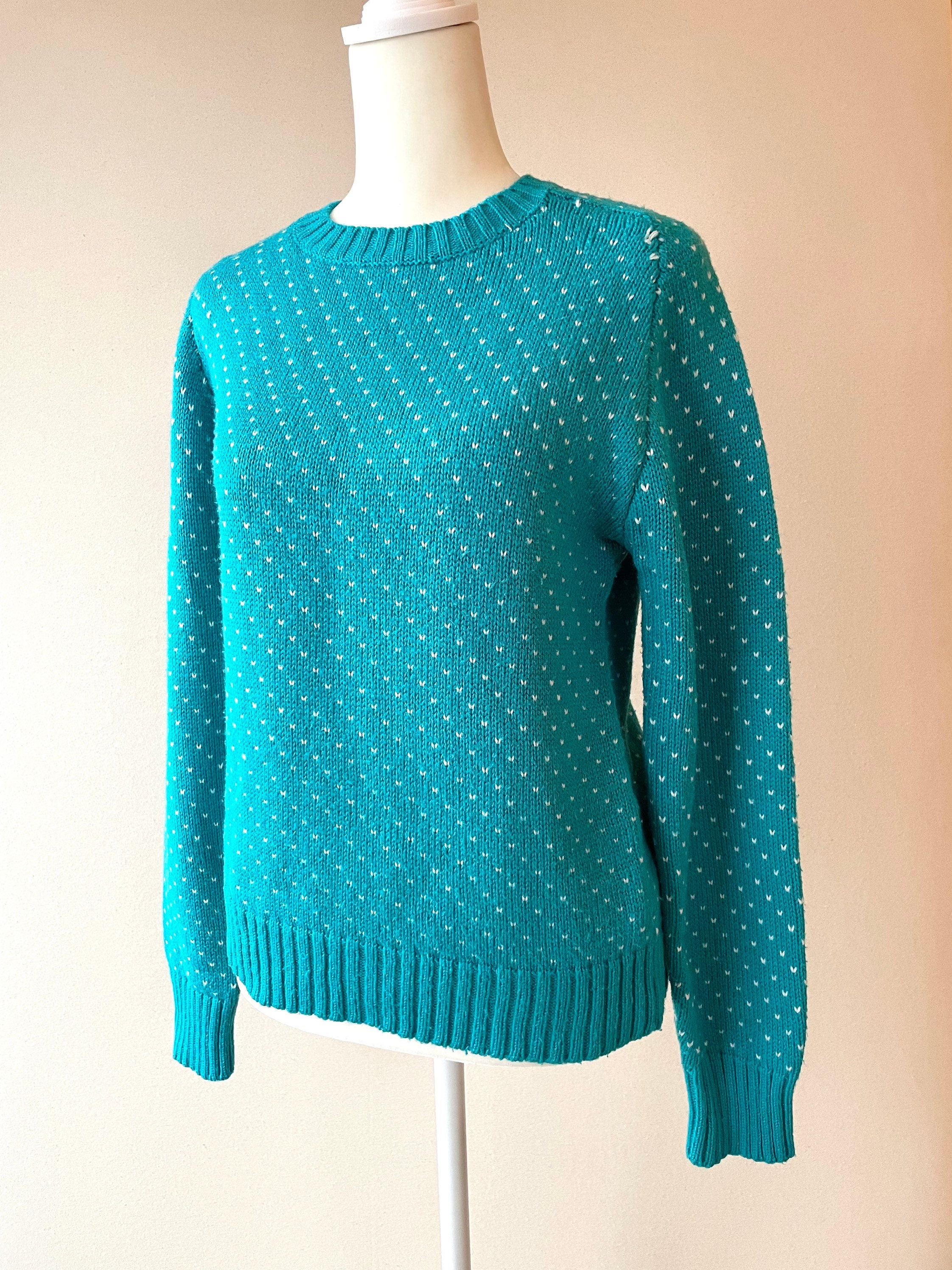 Vintage 80s Birdseye Print Blue Crewneck Sweater - Etsy
