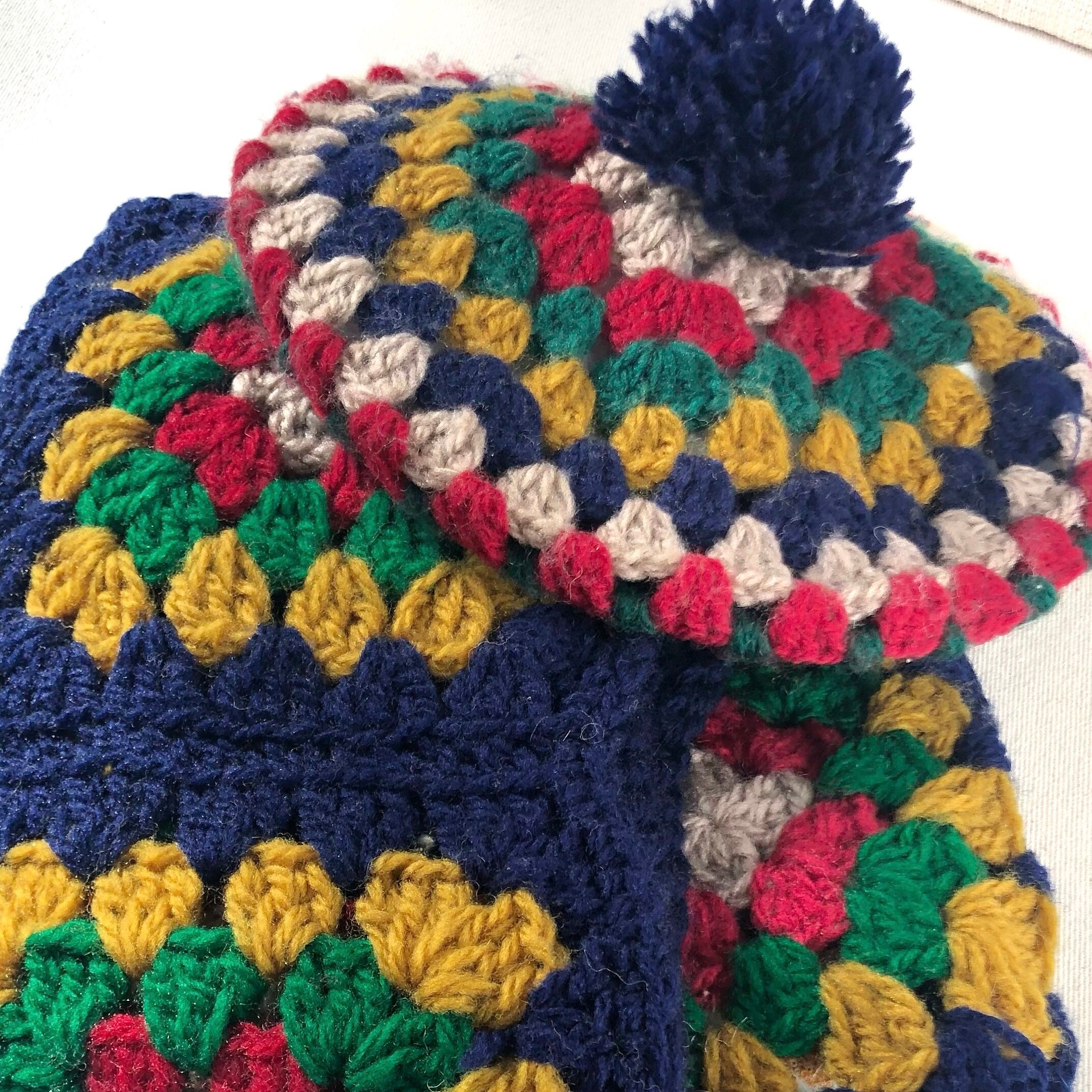Vintage Hand Crocheted Womens Beret and Scarf Set Green Off White Cream Japan 1938 Vintage Crochet Hat and Scarf Set Tutorial - YouTube main image 4