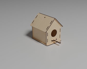 Wood Bird House Laser Cut Files- Wooden - Digital Download (CDR, DXF, SVG)