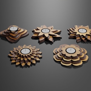 Tea Light Holder Wood, 4mm Laser cut files SVG, PDF, CDR Digital product Active