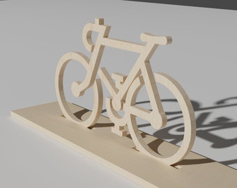 Figura de bicicleta de madera 4mm Archivos cortados por láser SVG, PDF, CDR Producto digital