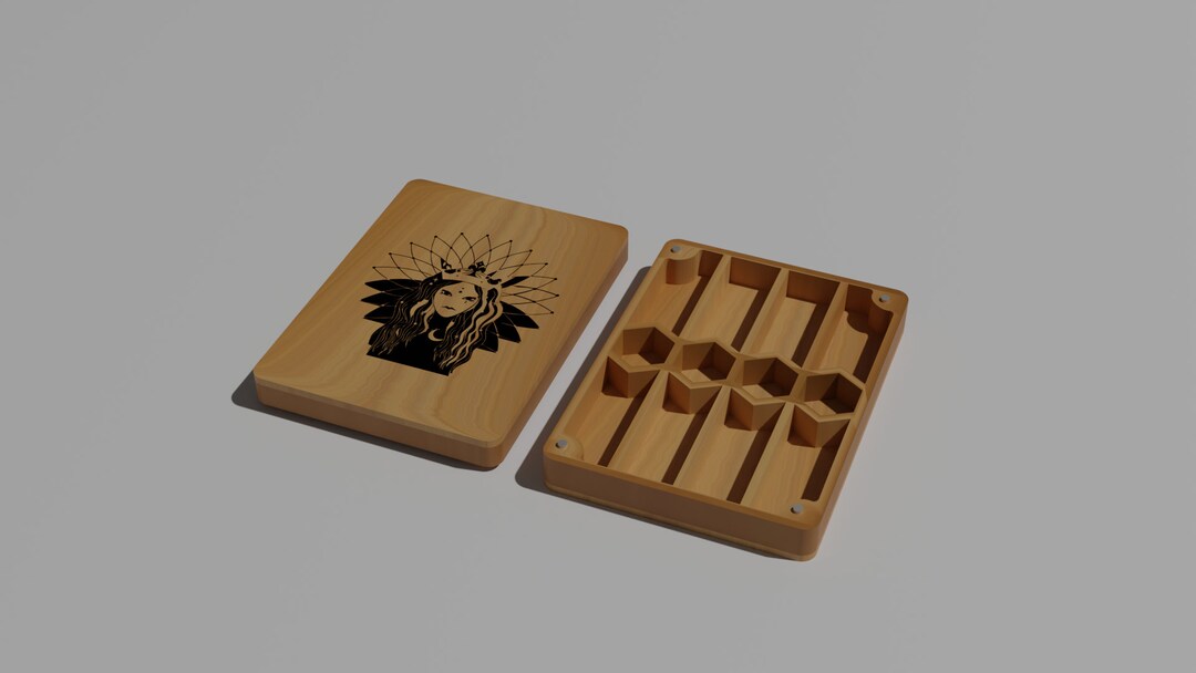 Personalized Dice Box, Dice Holder 7 Set, Custom Dice Tray, Wood Dice