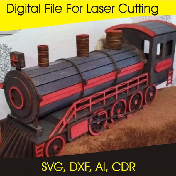 Locomotive, train, machine à vapeur Téléchargement instantané SVG, PNG, dxf Laser Cut téléchargement numérique