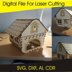 House Shaped Lamp - Wooden - Digital Download (CDR, DXF, SVG)