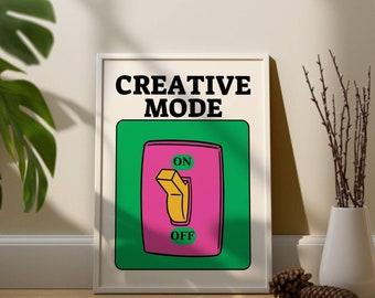 Creative Mode Print: Retro Switch Poster, Trendy Room Decor (Digital Download)