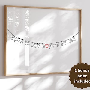 Happy Place Typography Art Print: Preppy Dorm Decor (Digital Download)