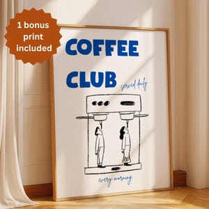 Conjunto de estampas do Retro Coffee Club: arte moderna para carrinho de cozinha (download digital)