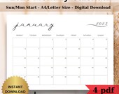 2025 Monthly Calendar, Minimalist Planner (Printable PDF)