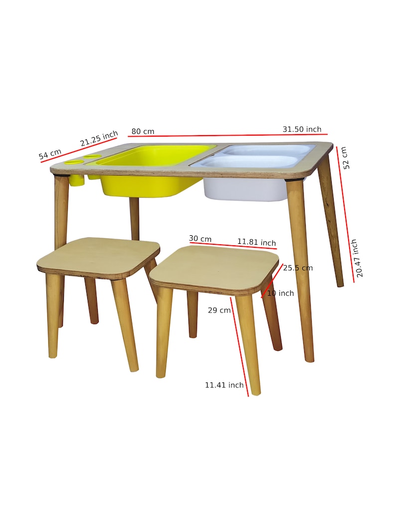 Sensory Table, Activity Table with Chalk board and Whiteboard , Wooden Play Table , Montessori Table and Chair Set, Christmas Gift image 7