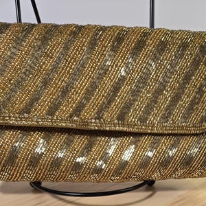 Timeless beaded silver and gold evening clutch