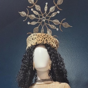 Gold Leopard Cher Costume: Headdress, Bustle, Size L